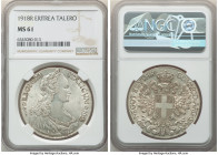 Italian Colony. Vittorio Emanuele III Tallero 1918-R MS61 NGC, Rome mint, KM5. Rolling cartwheel luster toned with a cloudy gray surface with charcoal...