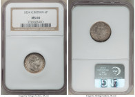 William IV 6 Pence 1834 MS66 NGC, KM712, S-3836. Tangerine accents on an olive-gray tone with residual luster beneath a misty sheen. 

HID09801242017
...