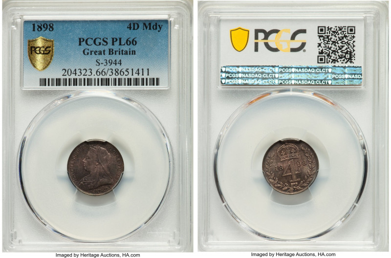 Victoria 4-Piece Certified Prooflike Maundy Set 1898 PCGS, 1) Penny - PL66, S-39...