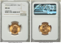 George V gold Sovereign 1914 MS66 NGC, KM820. Aesthetically pleasing with spectacular iridescent luster. AGW 0.2355 oz. 

HID09801242017

© 2022 Herit...