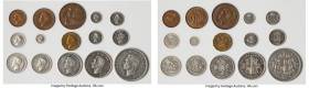 George VI 15-Piece Uncertified Proof Set 1937, 1) 1/4 Penny (Farthing), Red and Brown KM843 2) 1/2 Penny, Red and Brown, KM844 3) Maundy Penny, KM846 ...