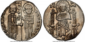 Venice. Pietro Gradenigo Grosso ND (1289-1311) MS62 NGC, Paolucci-2. 20mm. 2.15gm. PЄ • GRADONICO • | • S • M • VЄNЄTI •, doge (on left) standing faci...