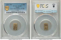 4-Piece Lot of Certified 2 Shu Issues PCGS, 1) Tempo gold 2 Shu ND (1832-1858) - AU55, KM-C18, JNDA 09-43 1.68gm. 2) Tempo gold 2 Shu ND (1832-1858) -...