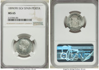 Alfonso XIII Peseta 1899(99) SG-V MS65 NGC, Madrid mint, KM707. A pearl-like gem with icy fields. 

HID09801242017

© 2022 Heritage Auctions | All Rig...