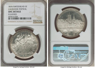 Confederation "Lausanne Shooting Festival" 5 Francs 1876 UNC Details (Cleaned) NGC, Bern mint, KM-XS13, Richter-1560. A salt-silver Franc with defined...