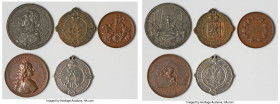 5-Piece Lot of Uncertified Assorted Medals, 1) Courland: Maurycy Saski zinc Medal 1750 - VF, HCz-8608. 55mm. 37.96gm 2) Livonia: Alexander II bronze B...