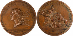"1781" (1783) Libertas Americana Medal. Original. Paris Mint. By Augustin Dupre. Adams-Bentley 15, Betts-615. Bronze. AU-58 BN (NGC).
47 mm. A handso...