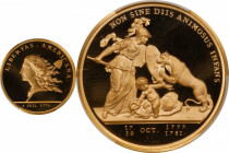 "1781" (2000) Libertas Americana Medal. Modern Paris Mint Dies. Gold. No. 485/500. Proof-68 Deep Cameo (PCGS).
47 mm. 64 grams, .916 fine, 58.62 gram...