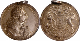 1814 George III Indian Peace Medal. Silver. Small Size. Adams-14.2. Specimen-61 (PCGS).
553.2 grains. Original suspension hanger. Handsome light silv...
