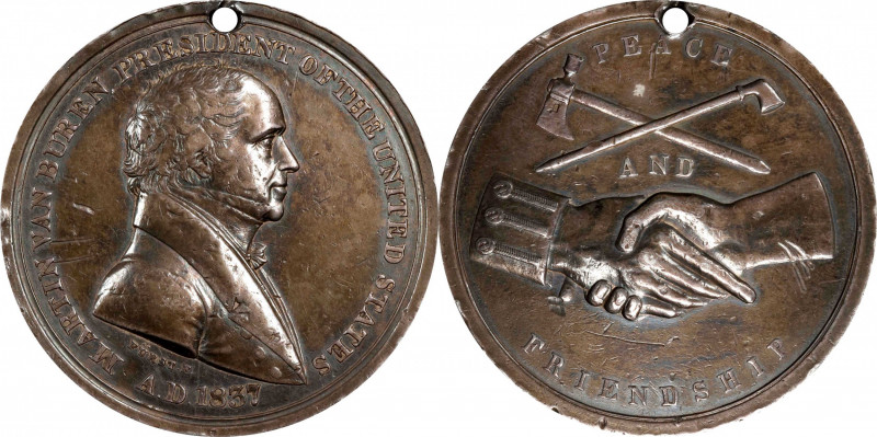 1837 Martin Van Buren Indian Peace Medal. Silver. Third Size. Julian IP-19. Pruc...