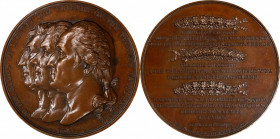 (ca. 1841-1845) Cercle Britannique or Heroes of Liberty Medal. Musante GW-149, Baker-196R. Copper. Edge: CUIVRE and prow. MS-63 (PCGS).
50 mm. A beau...
