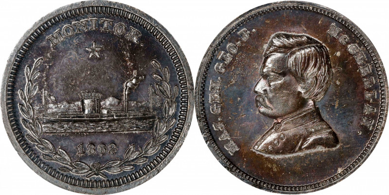 "1862" (1864) George B. McClellan / Monitor Campaign Medal. DeWitt-GMcC 1864-24,...