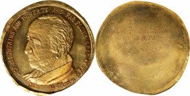 Undated H. Alvin Sharpe Medallion. Gold. Inscribed to Recipient 10/8/82. MS-64 (NGC).
47 mm, irregular. 45.21 grams. Obv: Bust of Sharpe left with pe...