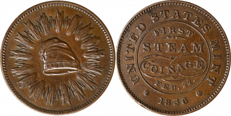 1836 First Steam Coinage Medal. By Christian Gobrecht. Julian MT-20. Original Fe...
