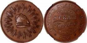 1836 First Steam Coinage Medal. By Christian Gobrecht. Julian MT-21. Mar 23/Feb 22 Date. Bronzed Copper. Thin Planchet. MS-65 BN (NGC).
28 mm. The Th...