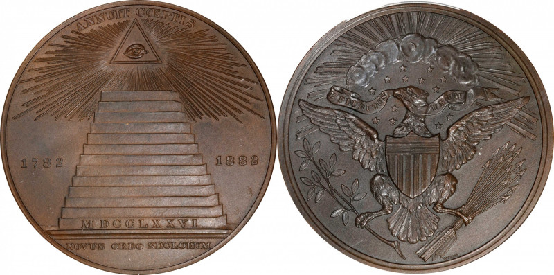 1882 Great Seal Centennial Medal. By Charles E. Barber. Julian CM-20. Bronze. Sp...