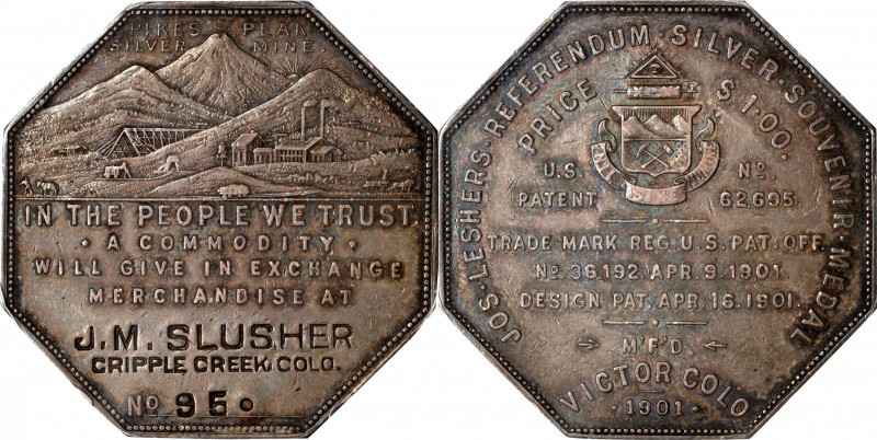 1901 Lesher Referendum Dollar. Imprint Type, J.M. Slusher. HK-792, Zerbe-6. Rari...