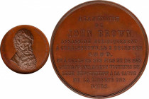 "1859" (ca. 1860) John Brown Memorial Medal. By Jean Wurden. Bronze. MS-66 BN (NGC).
58 mm. Obv: Bust of the martyred abolitionist with peripheral in...
