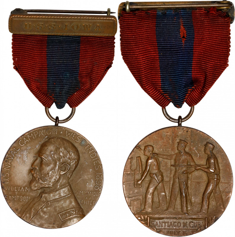 "1898" (Inst. 1901) West Indies Naval Campaign (Sampson) Medal. Bronze. Extremel...