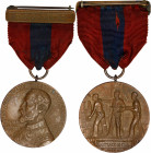 "1898" (Inst. 1901) West Indies Naval Campaign (Sampson) Medal. Bronze. Extremely Fine.
38.5 mm, medal only, 81 mm x 40 mm including red-blue-red rib...