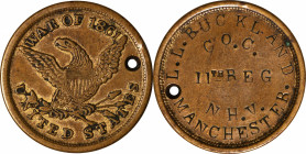 Civil War Identification Tag. New Hampshire--Manchester. Eagle, WAR OF 1861. Maier-Stahl 5A. Lucian Buckland, Company C, 11th Regiment, New Hampshire ...