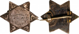 Union. VIII Corps. Corps Badge to Samuel A. Lawrence, Company E, 5th Massachusetts Volunteers. Silver.
Approximately 17.5 mm, six-pointed star. 1.1 g...