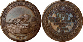 1862 Monitor / Merrimac Medal. By George Hampden Lovett. Schenkman MM-4. Copper. MS-62 BN (PCGS).
31 mm. Attractively original surfaces are toned in ...