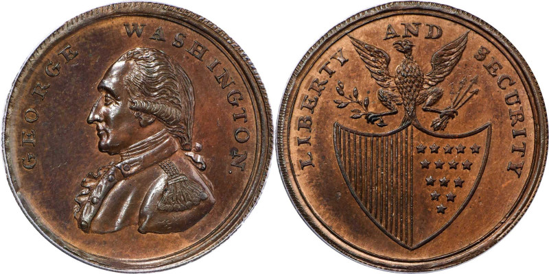 Undated (ca. 1795) Washington Liberty and Security Penny. Musante GW-45, Baker-3...