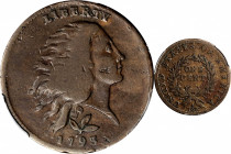 1793 Flowing Hair Cent. Wreath Reverse. S-6. Rarity-3. Vine and Bars Edge. Fine-12 (PCGS).
A lovely Fine-12 example of this historic and eagerly soug...