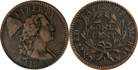 1794 Liberty Cap Cent. S-46. Rarity-3. Head of 1794. EF-40 (PCGS).
An overall quite smooth and highly appealing coin with olive-brown patina througho...