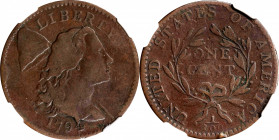 1794 Liberty Cap Cent. S-46. Rarity-3. Head of 1794. Fine-15 BN (NGC).
This lovely early cent exhibits uniform reddish-brown patination accentuated b...
