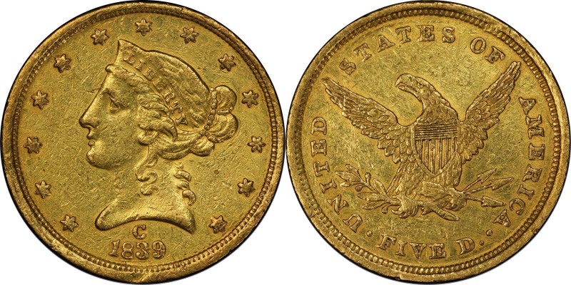 1839-C Classic Head Half Eagle. Winter-1, the only known dies, Die State I. AU D...