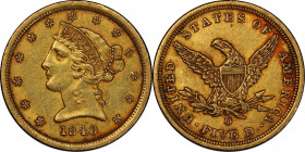 1840-O Liberty Head Half Eagle. Winter-2. Narrow Mill, Large O. AU-55 (PCGS). CAC.
This nicely impressed, minimally circulated example exhibits razor...