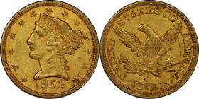 1852-C Liberty Head Half Eagle. Winter-1. MS-61 (PCGS).
A significant bidding opportunity for advanced Southern gold collectors. This solidly graded ...