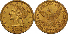 1858-C Liberty Head Half Eagle. Winter-1. AU-58 (PCGS). CAC.
Here is a handsome 1858-C half eagle, and also a noteworthy condition rarity. Displaying...