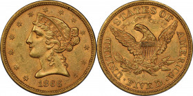 1866-S Liberty Head Half Eagle. Motto. MS-61 (PCGS). CAC.
Offered is a high Condition Census example of this extraordinary rarity among 1860s half ea...
