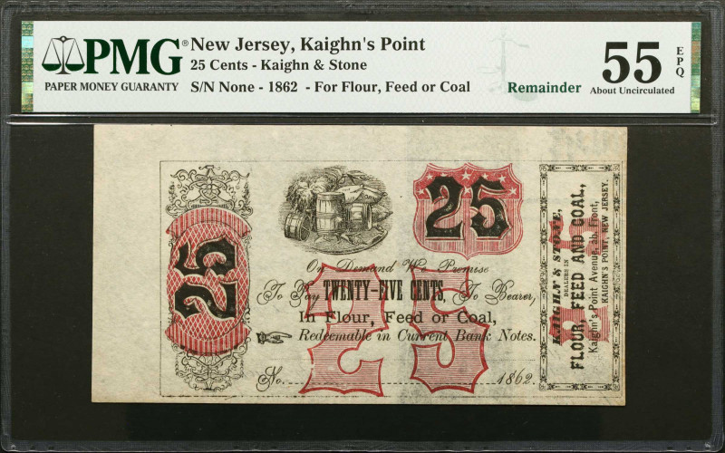 Kaighn's Point, New Jersey. Kaighn & Stone. 1862 25 Cents. PMG About Uncirculate...