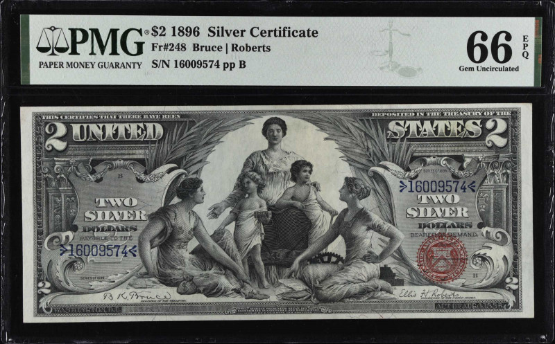 Fr. 248. 1896 $2 Silver Certificate. PMG Gem Uncirculated 66 EPQ.
Offerings of ...