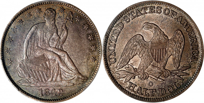 1842-O Liberty Seated Half Dollar. WB-4. Rarity-4. Medium Date, Medium Letters (...