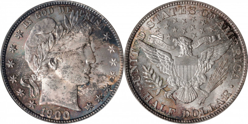 1900 Barber Half Dollar. MS-65 (PCGS). CAC.
This vividly and attractively toned...