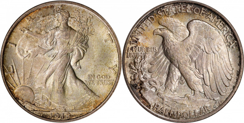 1918 Walking Liberty Half Dollar. MS-65 (NGC). CAC.
Moderately and attractively...