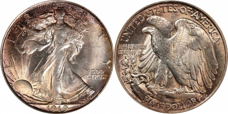 1919 Walking Liberty Half Dollar. MS-63 (PCGS).
This key date Walking Liberty h...