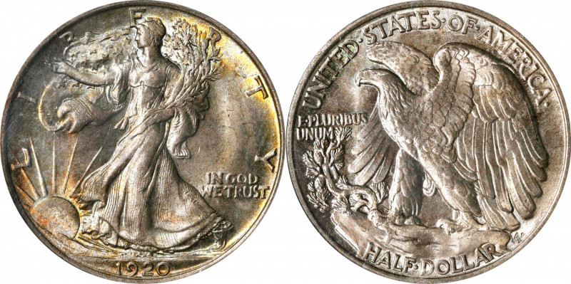 1920 Walking Liberty Half Dollar. MS-65 (PCGS). OGH.
A handsome Gem with rich t...