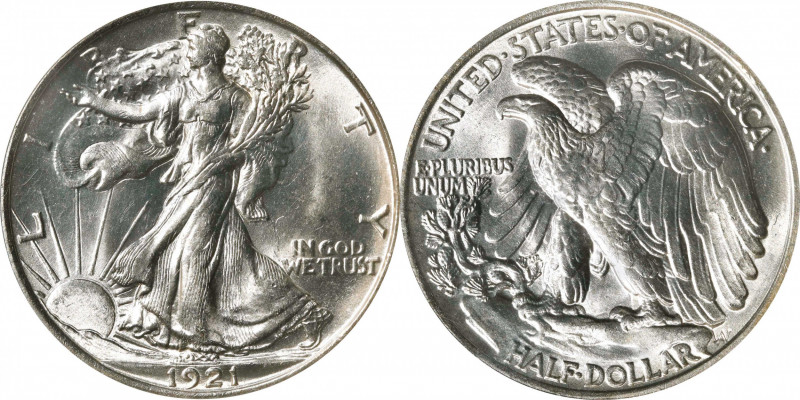 1921 Walking Liberty Half Dollar. MS-63 (PCGS). CAC.
The striking and overall s...