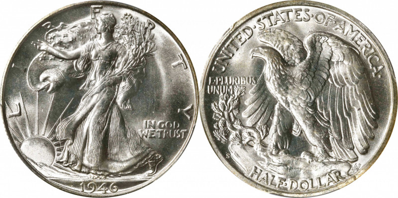 1946-S Walking Liberty Half Dollar. MS-67 (PCGS).
A Superb Gem with intense min...