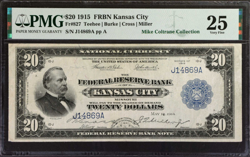 Fr. 827. 1915 $20 Federal Reserve Bank Note. Kansas City. PMG Very Fine 25.
Jus...