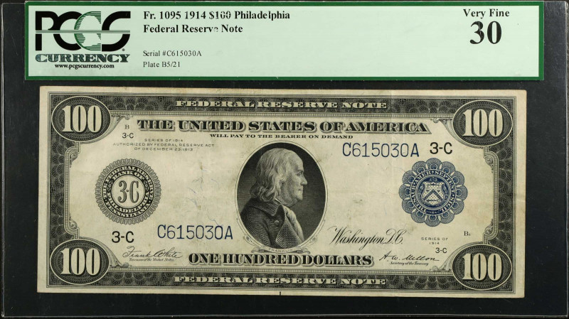 Fr. 1095. 1914 Philadelphia $100 Federal Reserve Note. Philadelphia. PCGS Curren...