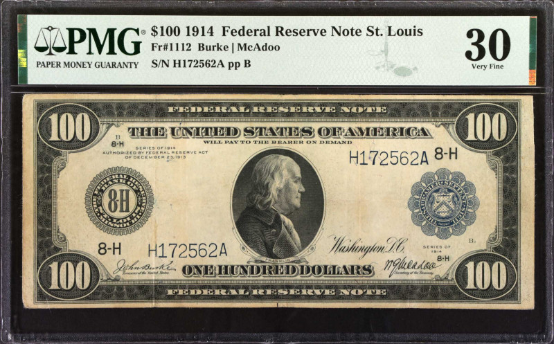 Fr. 1112. 1914 $100 Federal Reserve Note. St. Louis. PMG Very Fine 30.
Burke - ...