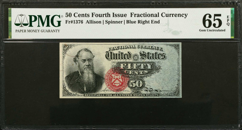 Fr. 1376. 50 Cents. Fourth Issue. PMG Gem Uncirculated 65 EPQ.
The treasury sea...