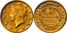 1850-D Gold Dollar. Winter 2-C, the only known dies. MS-63 (PCGS). CAC.
Arguably the finest known example of this scarce and conditionally challengin...